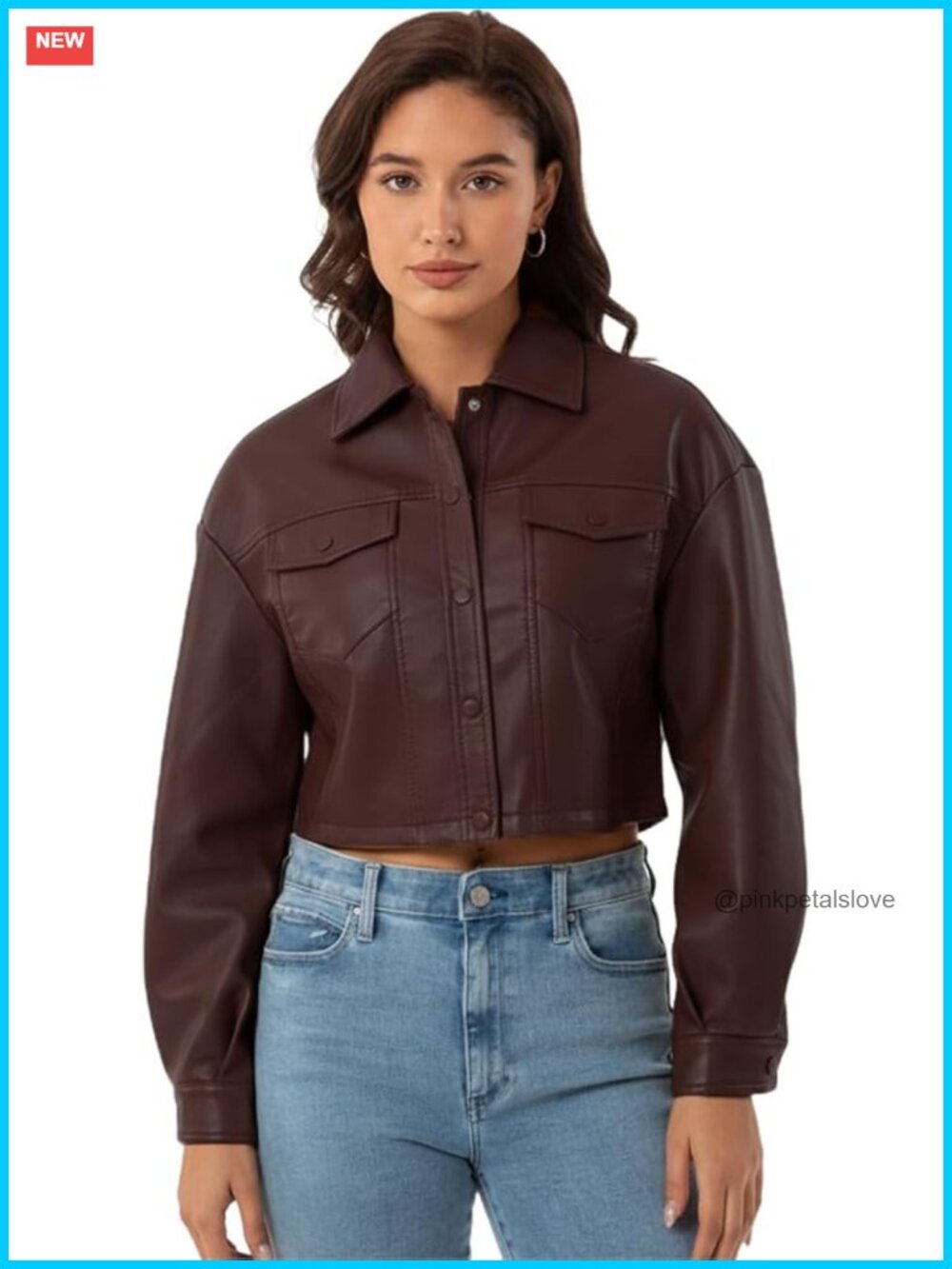 Faux Leather Cropped Moto Biker Jacket Fashion PU Coat Party